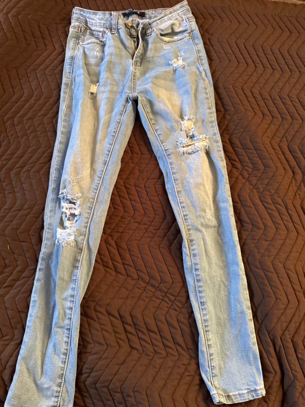 Wax Jean Light Blue Distressed Skinny Jeans